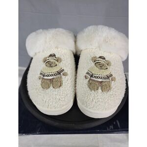 AE American Eagle Teddy Bear Shearling Scuff Slippers 9 Beige EUC